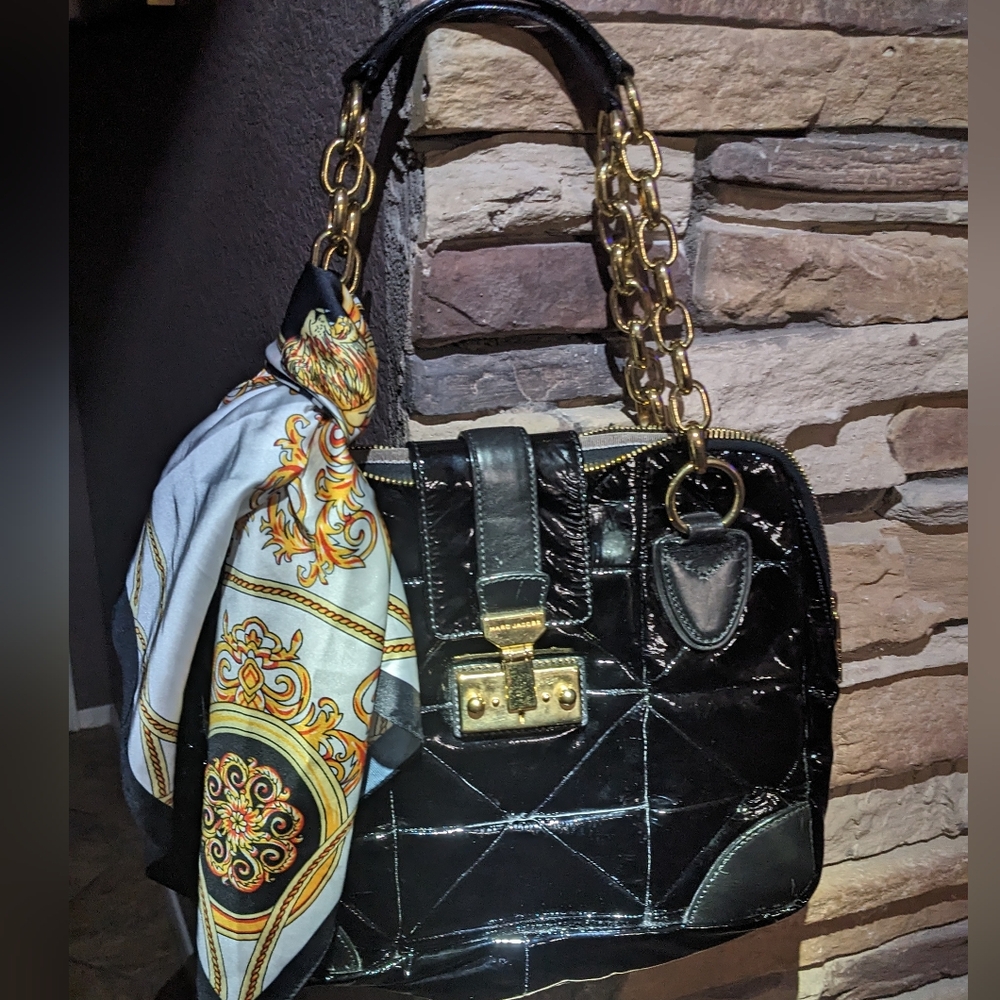 Marc Jacobs Mariah Black Patent Leather Shoulder Bag. Made in Italy 🇮🇹